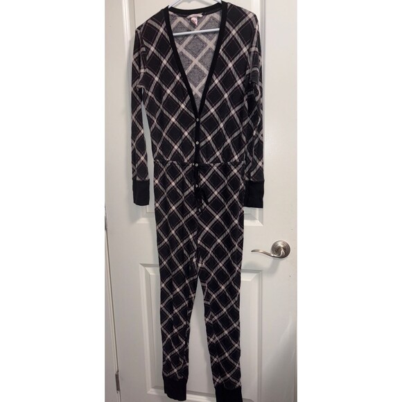 Victoria’s Secret argyle thermal onesie pajamas size M GUC - Picture 3 of 9